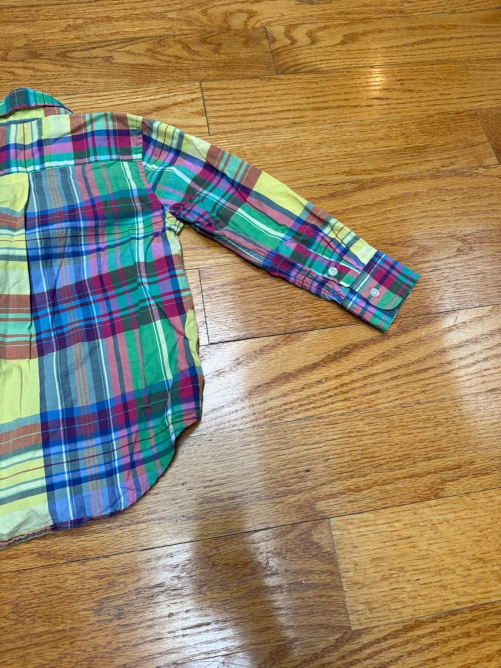 🙂Ralph Lauren Kids Multicolor Plaid Button-Down Shirt - Green Blue Yellow Red - Picture 4 of 5